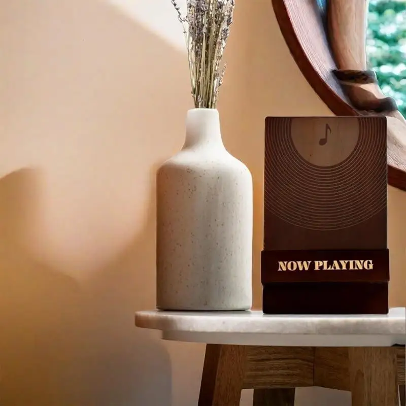 Now Playing Vinyl Record Stand Wood Vinyl Record Holder Vintage Record Holder Stand Record Holder Display for LP Enthusiasts