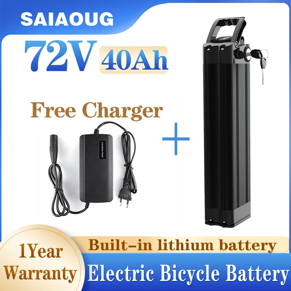 

E-Bike Battery 72V50Ah For Silverfish Electric Bike Battery 300W-2000W 40Ah Lithium ion E-bike Bicycle Battery Pack with Charger