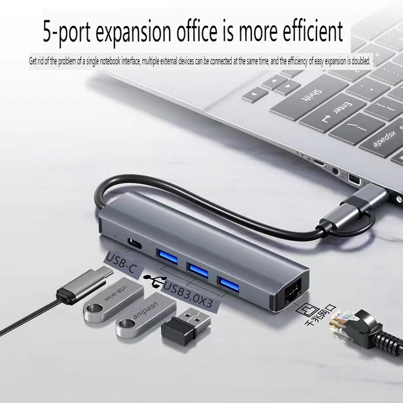 

USB C HUB RJ45 Многопортовый адаптер USB-A USB-A Тип C USB 3.0 Передача данных Гигабитный Ethernet RJ45 Док-станция для MacBook Pro