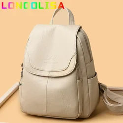 Zaini in morbida pelle di alta qualità Borse da donna Zaino casual Borse da scuola vintage Bagpack per ragazze adolescenti Zaino Mochilas
