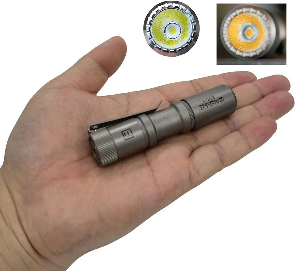 Mankerlight E05 II Titanium Alloy MAX 1300 Lumen/800 Lumen AA 14500 Mini EDC Flashlight,6500k/4000k LED Pocket Torch