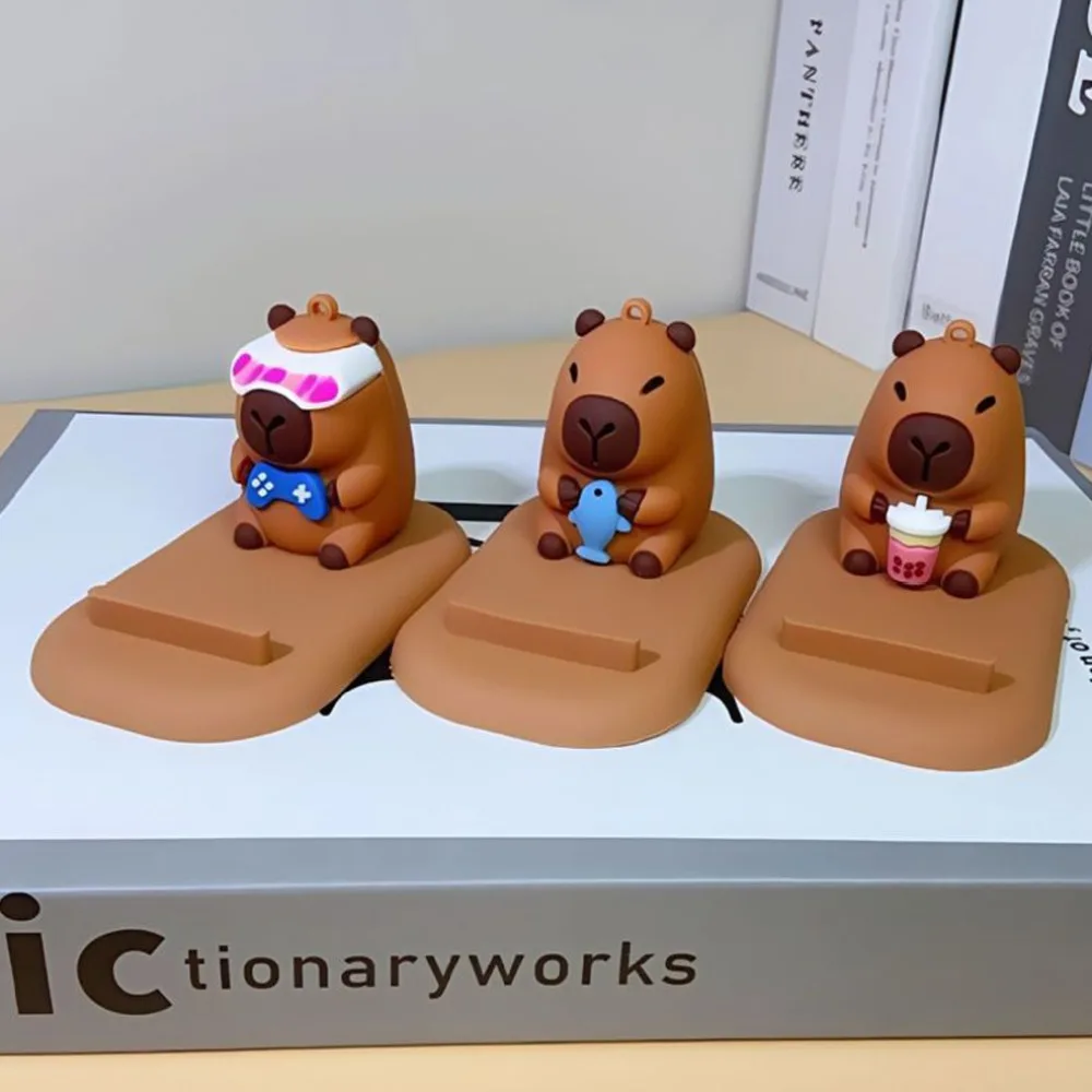Turtle Capybara Phone Holder PVC Figure Model Capybara Mobile Phone Stand Support Desk Decor Capybara Cell Phone Bracket