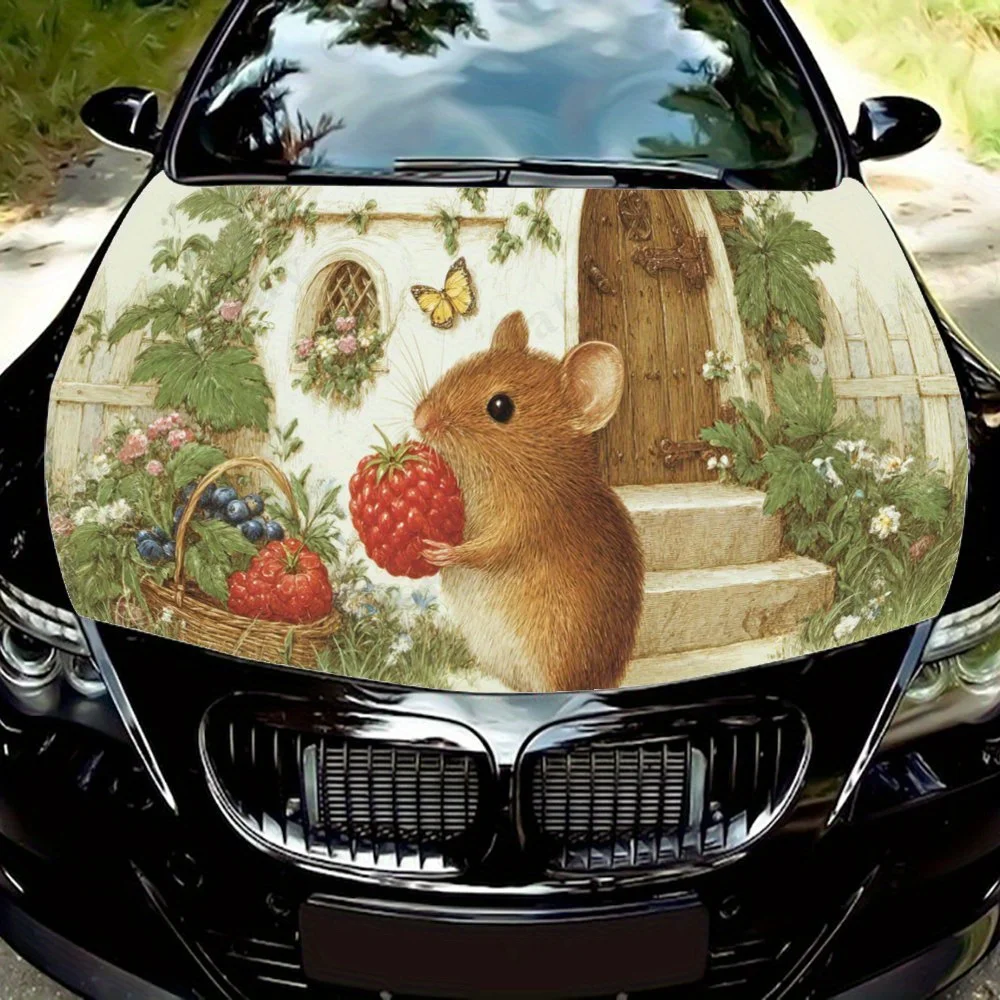 

Strawberry Mouse car hood stickers, waterproof self-adhesive, scratch resistant, easy to stick, durable car PVC stickers, car de