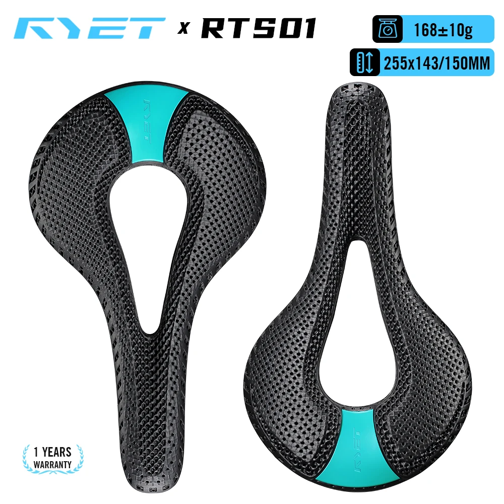 RYET 3D-gedruckter Carbon-Fahrradsattel, superleichte Carbon-Schienen, 7 x 9 mm, für MTB, Kies, Rennrad, Sitzkissen, Fahrradteile