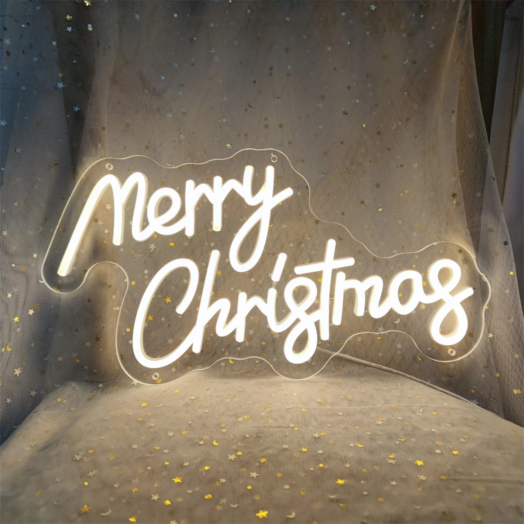 

Merry Christmas Neon Sign LED USB for Wall Decor Light Sign for Home Party Christmas Decorations Family Gifts Festive Ambiance