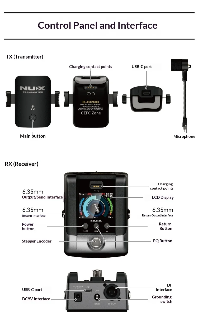 ميكروفون NUX B6 PRO الساكسفون اللاسلكي لاقط الأداء الخارجي ميكروفون احترافي #5