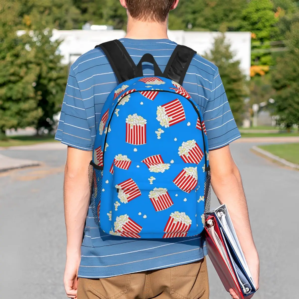 Popcorn Bucket Delight Backpack Student BookBag Kids School Bag Computer Shoulder Bags for Men Women