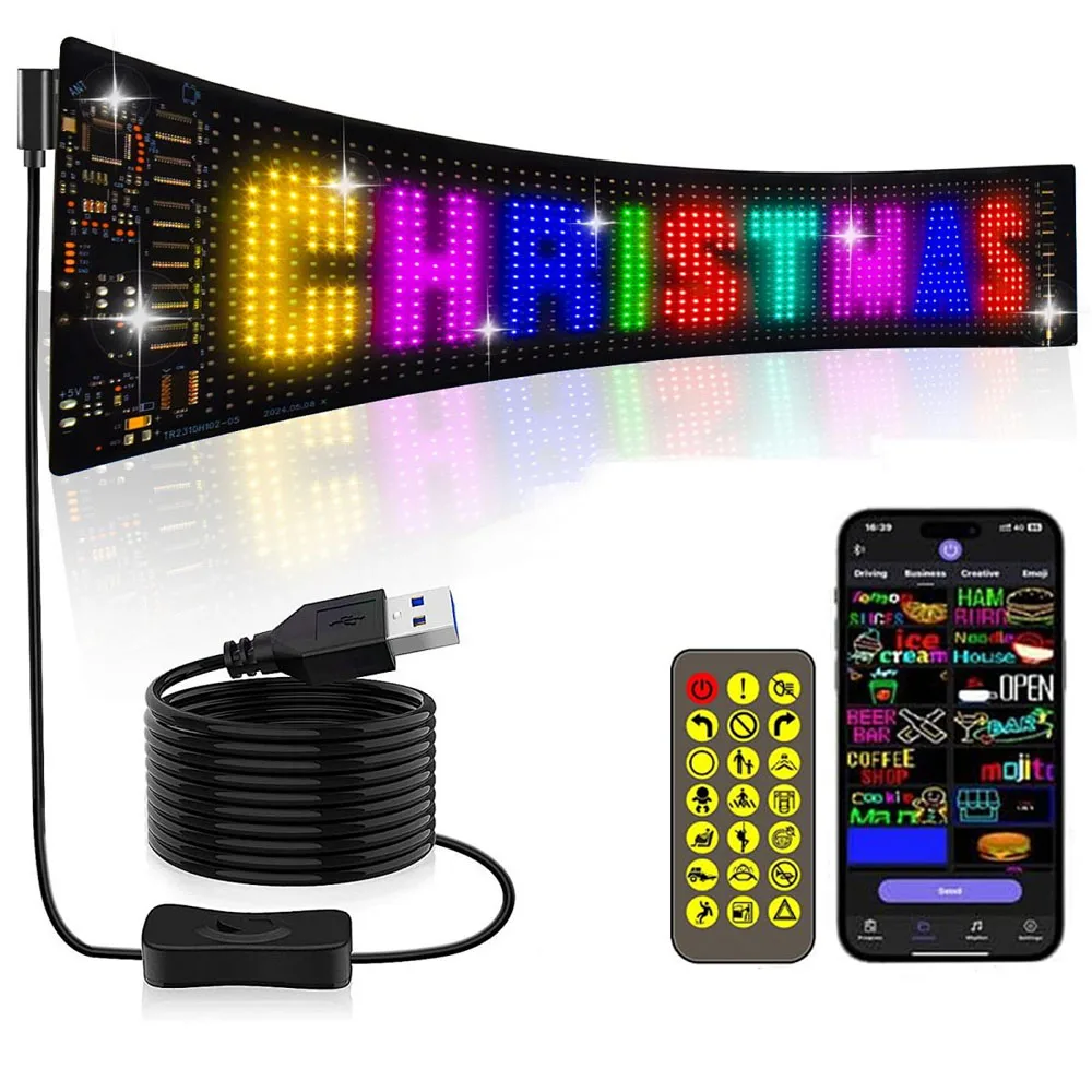 

Программируемая светодиодная прокрутка 16x96Plus, полноцветная доска дисплея с управлением через приложение Bluetooth, индивидуальный текст и узоры ПОДАРОК