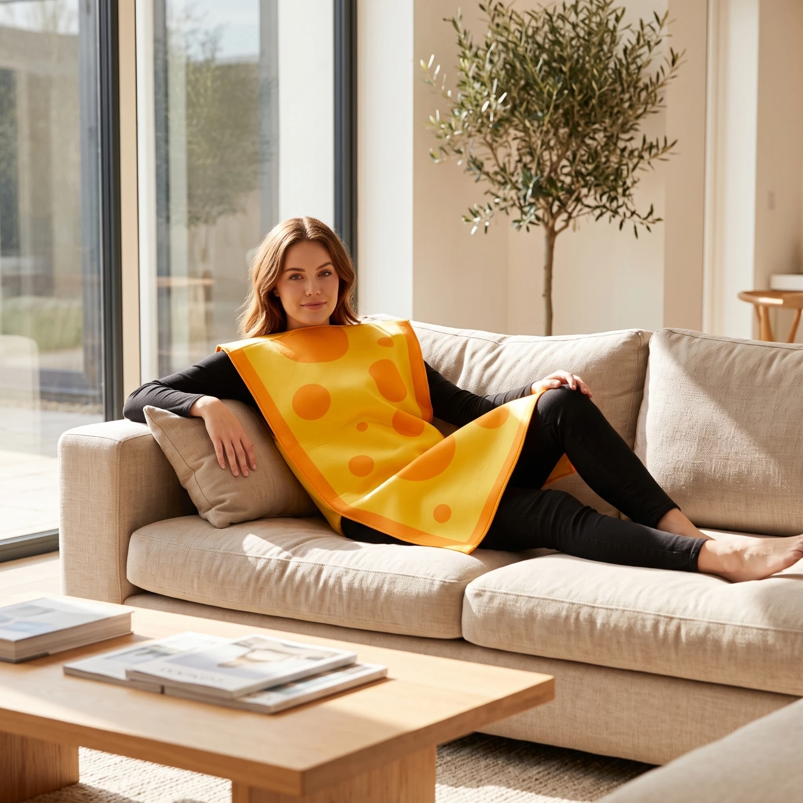 Cheese Slice Tunic for All Genders Cheese Costume Pullover Costume Novelty Apparel Easy to Wear for Adults, Halloween