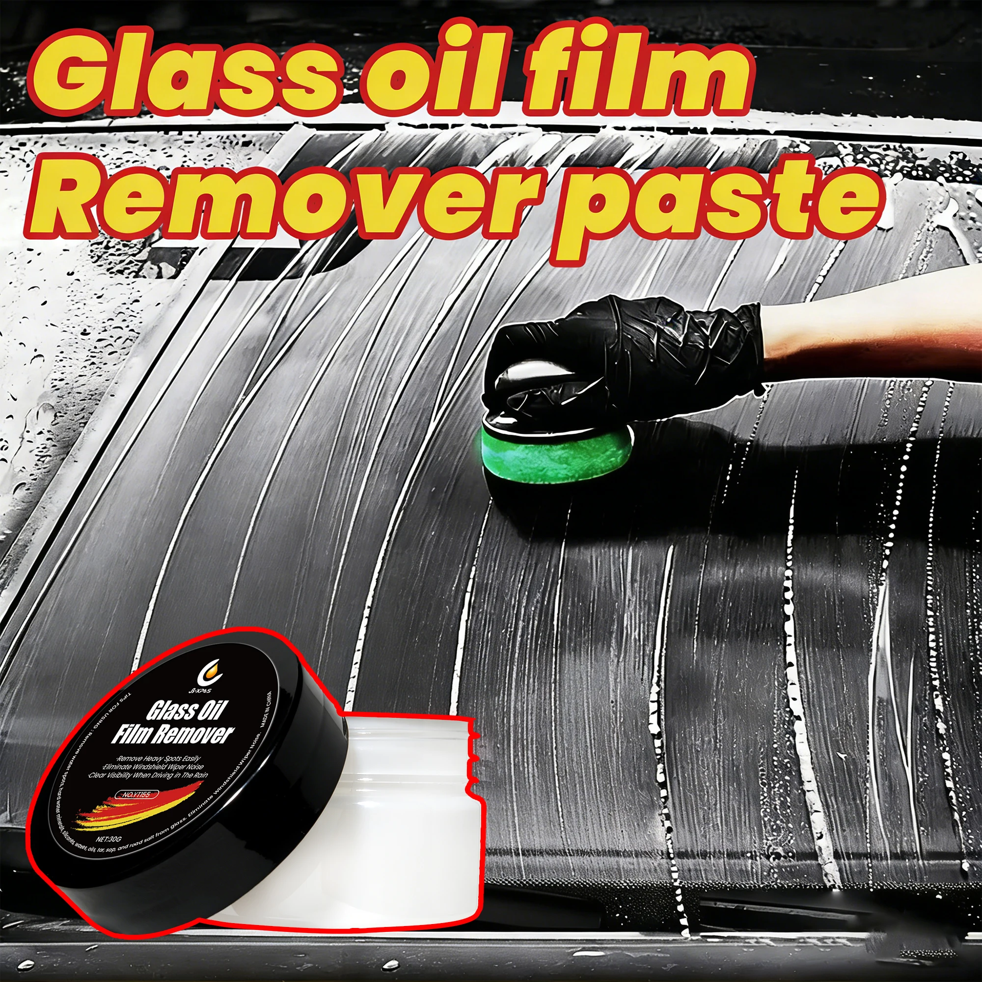 Car Glass Oil Film Remover Paste Glass Grease Water Stain Cleaner Windshield Polisher Remove Heavy Spots Clear Vision YT155