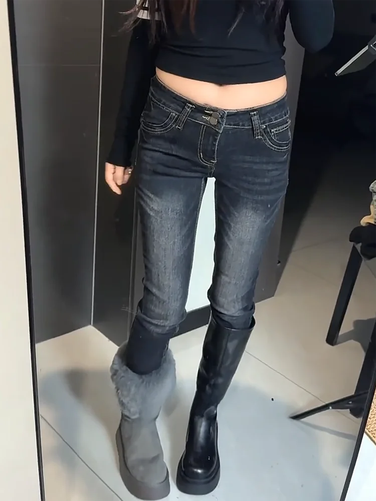 

Retro American Spicy Girl Slim Fit Jeans Women's Autumn Wide Hip Elastic Slimming Bootie Pencil Nine-Piece Pants