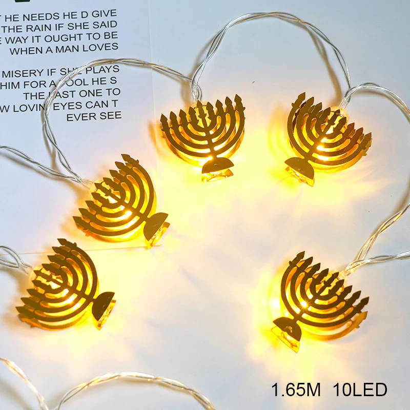 1.65m 10LEDLamp Judaism Mogen David Star Lights String Hanukkah Shavuot Jewish the Feast of the Dedication Menorah Supplies