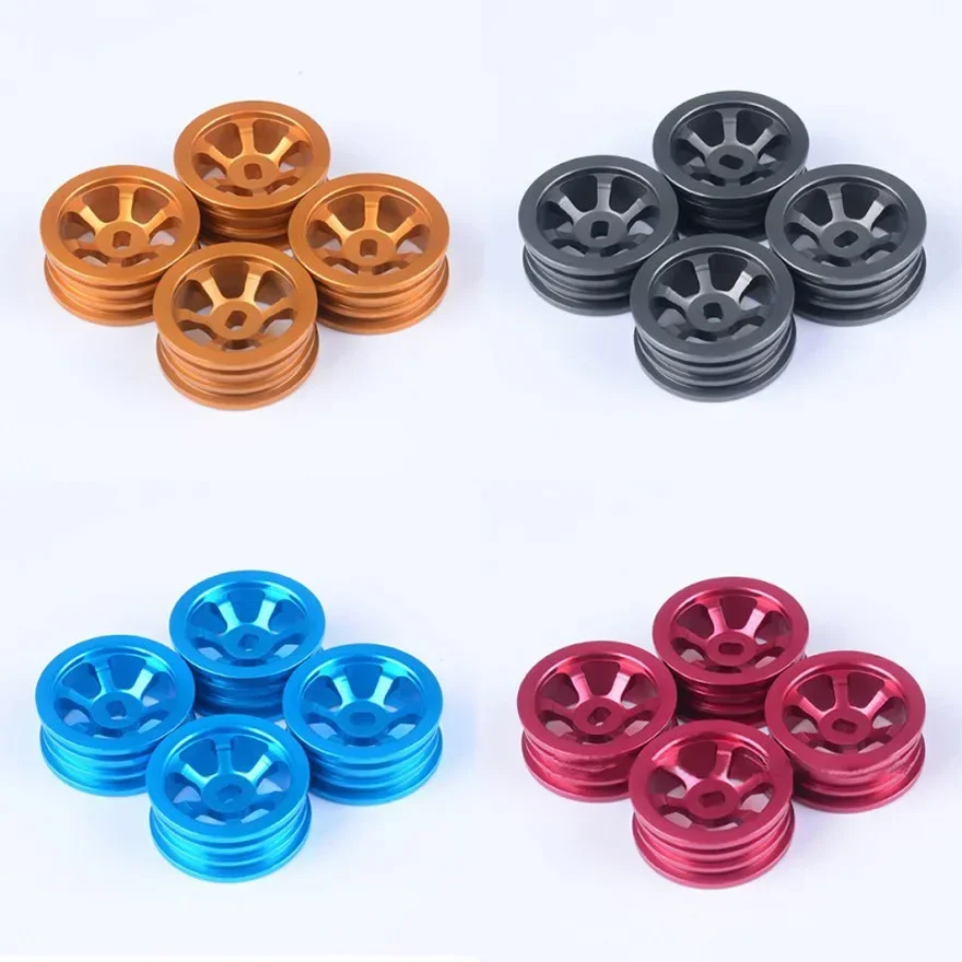 4PCS 1/28 RC Model Toy Rubber Tire Tyre Upgrade Accessories Fit for WLtoys k989 k969 RC Car Parts Aluminum Wheel Hubs Tires