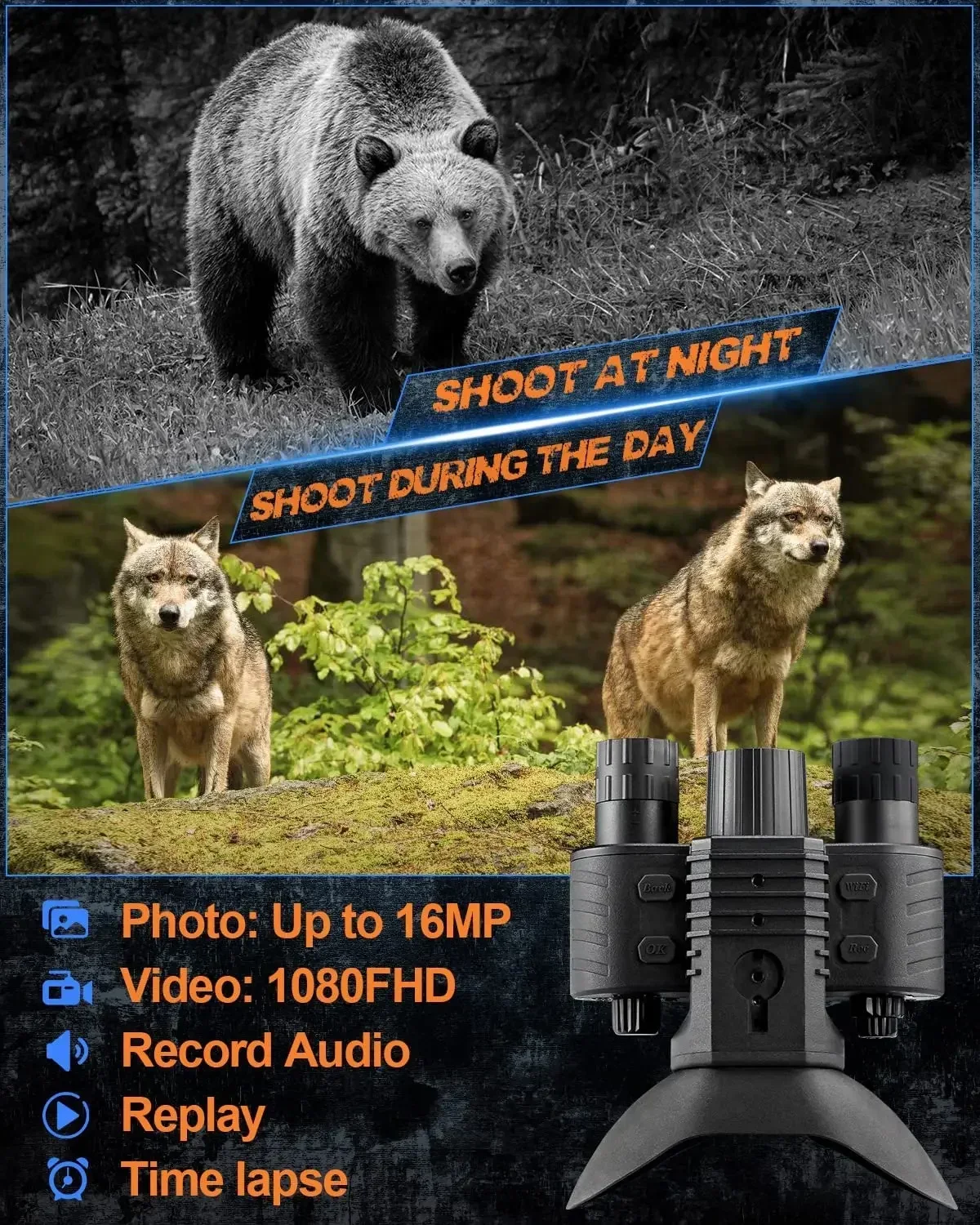 binocular night vision surveillance Hunting Camera NV-880 infrared Day & night binocular Photo/Video replay