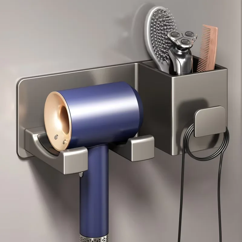 Wall-Mounted Hair Dryer Holder Cradle Stand Bathroom Organizer Box Toilet Blower Shelf Hairdryer Storage Accessory