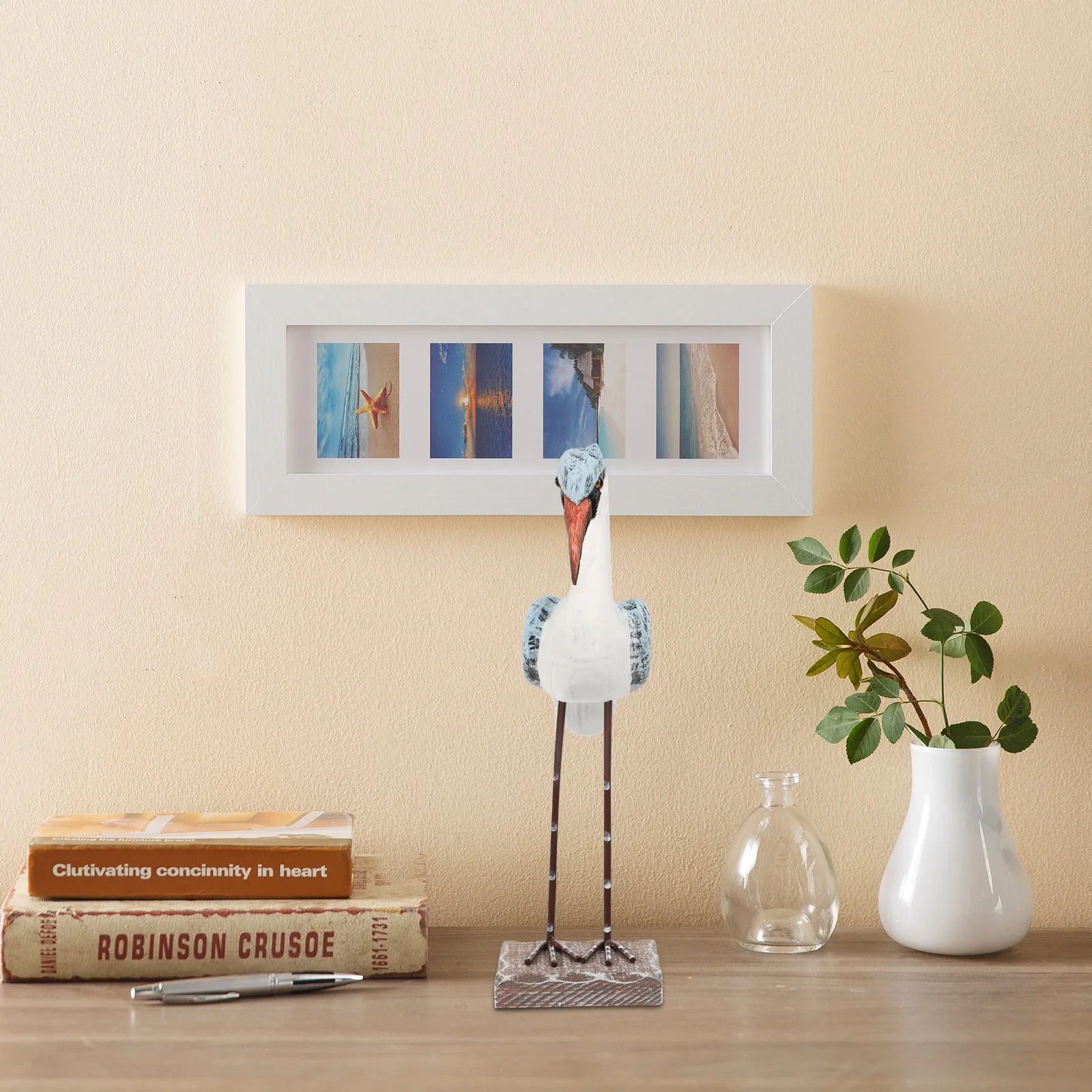 Wooden Seagull Decoration Elegant Smooth Lines Home Office Coffee Shop Bedroom Window Ornament Natural Wood Seabird Adornment