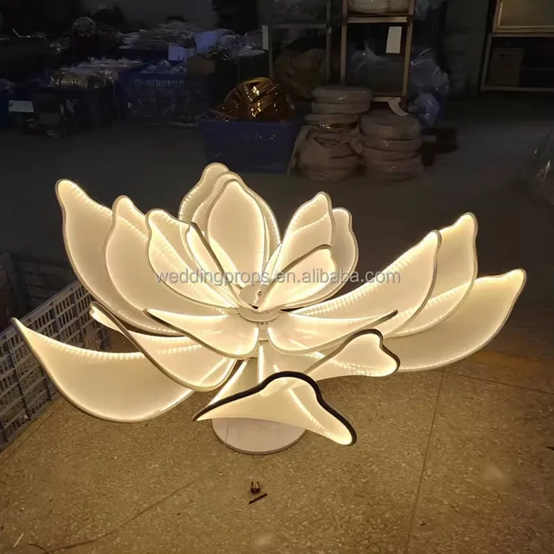 Luminous Peony Flower Lights for Wedding Party Background Decorative Props Street Lead Light Wholesale Event Decoration