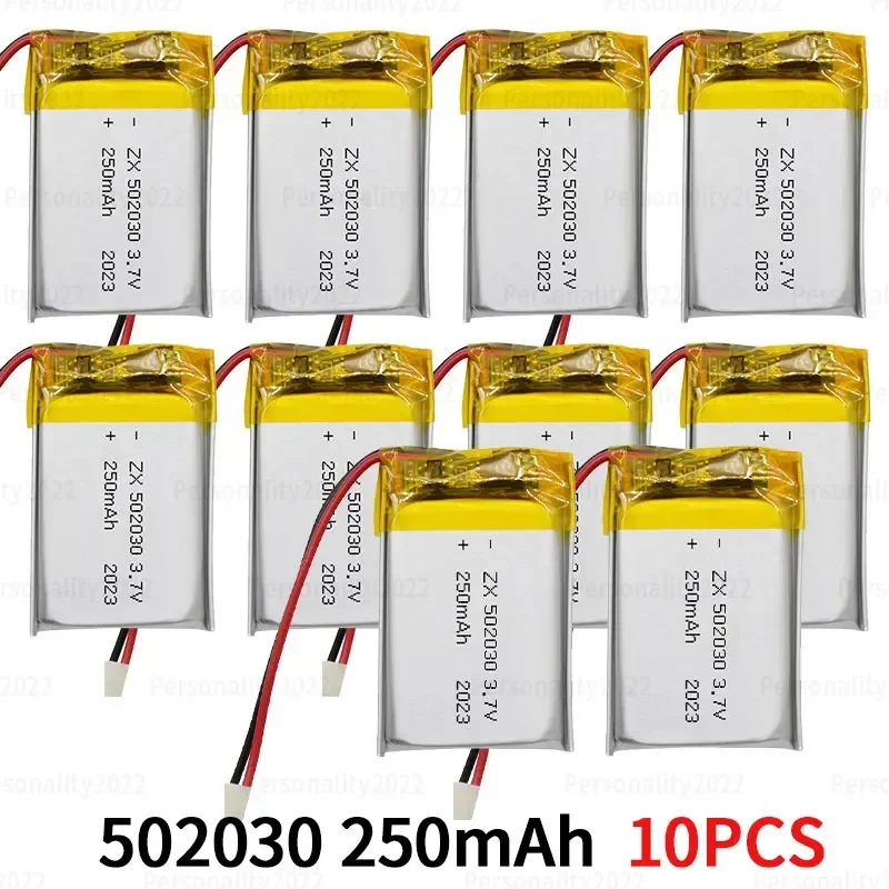 502030 Akku 3,7V Lipo 250mAh Polymer Wiederaufladbare Li-Ionen-Batterien Ph2.0mm für Bluetooth-Kopfhörer Ladecase Kabellose Maus 6