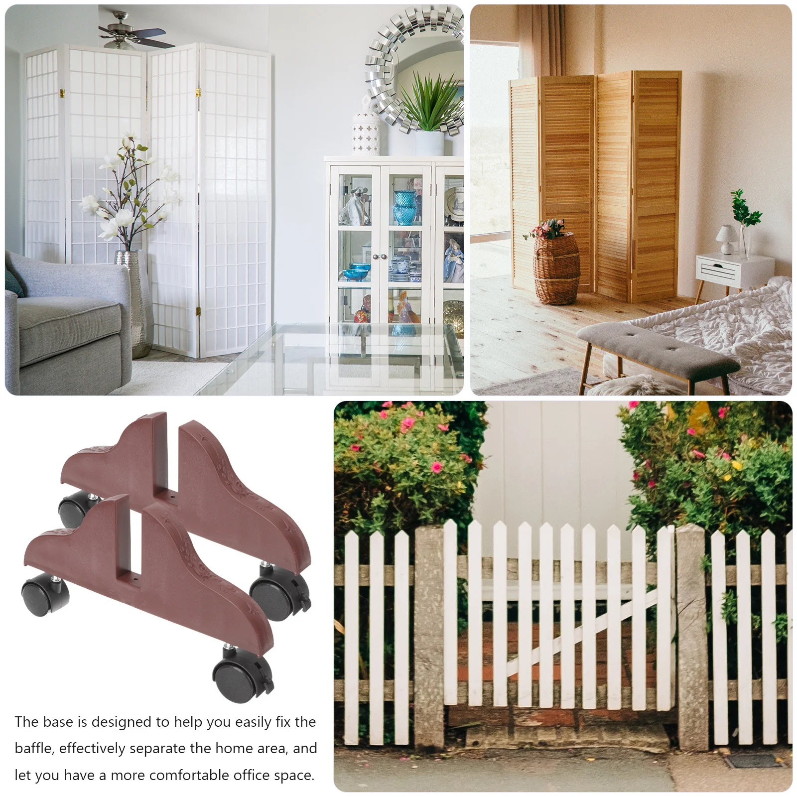 

2pcs Mobile Door Base Room Divider Feet Thickened Wear-Resistant Stand For Office Home Privacy Screen Partition Support Brackets