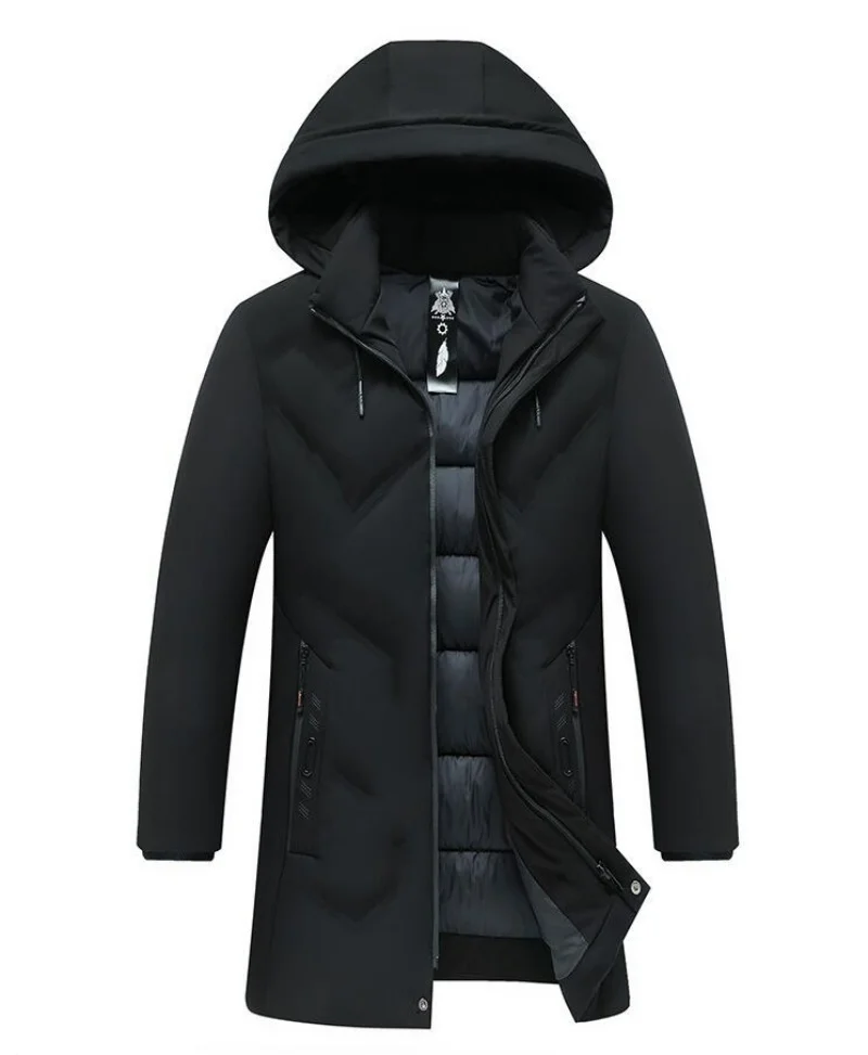 Top Grade Designer New Brand Men Parka Jacket Thick Casual Fashion Windbreaker Hooded Quilted Bubble Coats Long Mens Clothes