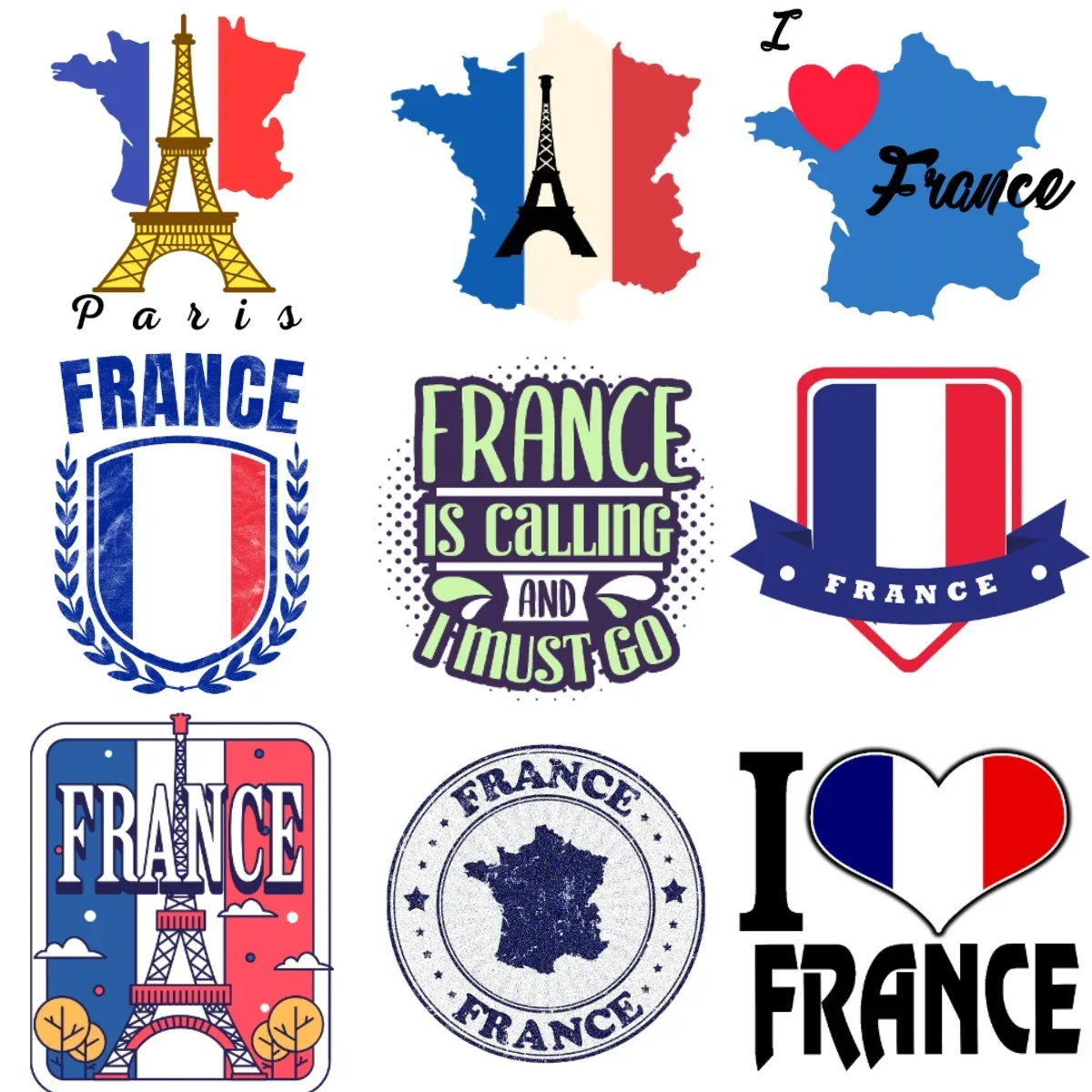 France Flag Map Eiffel Tower Creative Stickers for Car Bicycle Window Helmet Motorcycle Fridge Wall Decoration Accessories