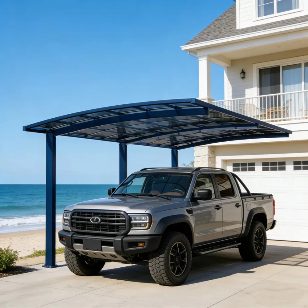 Heavy Duty Aluminum Frame Polycarbonate Car Canopy Weatherproof UV Resistant Car Shelter for Vehicle Parking