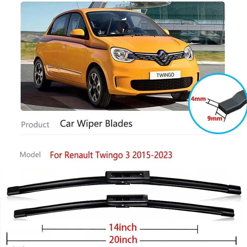 

For Renault Twingo 3 III MK3 2015~2023 Front Wiper Blades Cutter Window Windshield Windscreen Brushes Replacement Car Accessorie