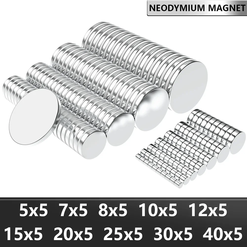 

Суперсильный неодимовый магнит N35, круглый, NdFeB, мощный, постоянный, для холодильника, 10x5, 20x5, 30x5 мм