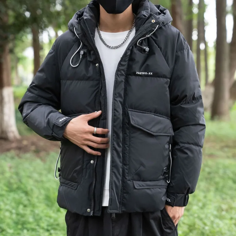 Winter New Men Down Jacket Male Casual All-Match High-Grade Warm Outwear Trendy Hooded Thickened Large Size Solid Color Outcoat