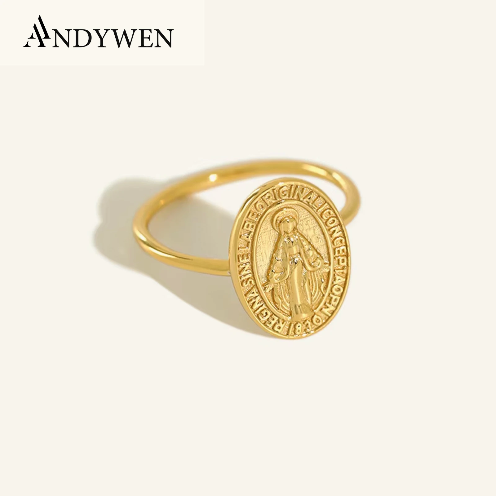 ANDYWEN 100% 925 Sterling Silver Queen Oval Rings Jewelry 2020 Rock Punk Jewels Resizable Adjutsable Fashion Jewels Fashion