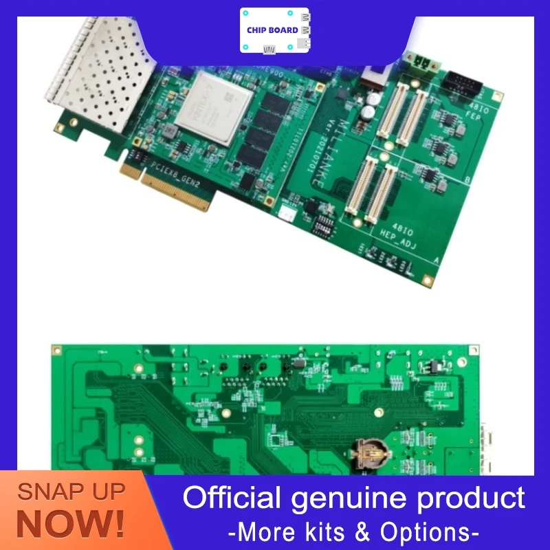 Milinker MLKF12 CK03 325T Kintex-7 FPGA unit with PCIe and USB 3.0, designed as a high-speed hardware core.