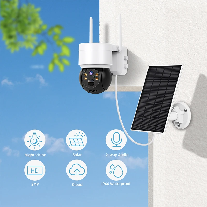 

2MP Battery Camera With Solar Panels Full Color Night Vision Security Protection Wifi Survalance Camera Outdoor Mini Cctv