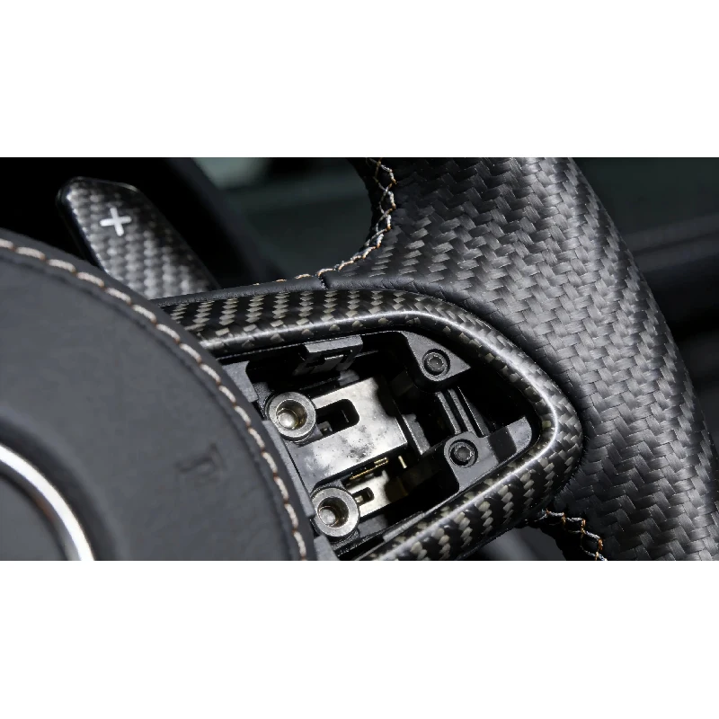 Picture 6: For Sport Heated Vibration Distro Paddle Steering Wheel Leather for Carbon Fiber 3 Spokes 35mm Grip  A3/A5 6 Series 3
