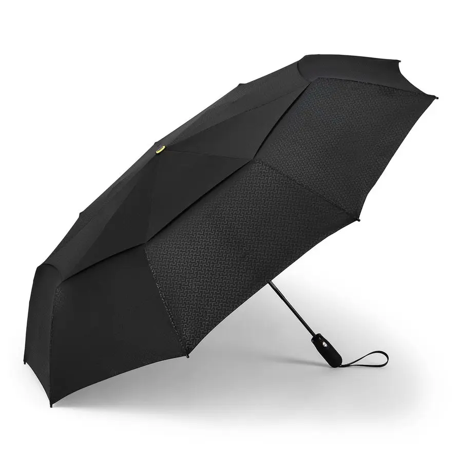 

Automatic Compact Folding Travel Umbrella PushButton Open amp Close, Vented Double Canopy, Protects from Rain, Sun, amp Wind
