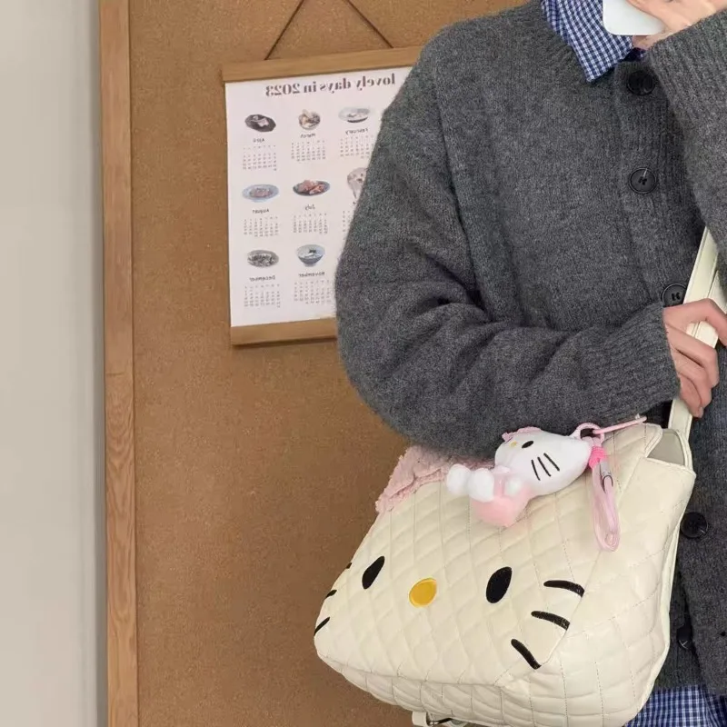 

Lovely Hello Kitty Anime Kawaii Sanrio Storage Bag Cute Cartoon Shoulder Bag 2025 Large Capacity Commuter Bag Gifts Toys