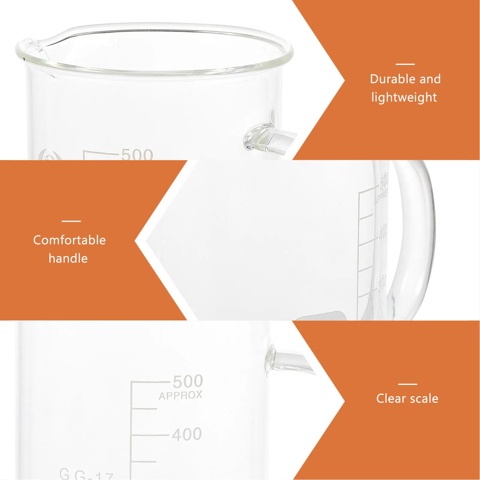 1Pcs 500Ml Glass Measuring Cup with Handle Transparent Graduated Measuring Pitcher for Kitchen Lab Baking Soda Milk Powder Small