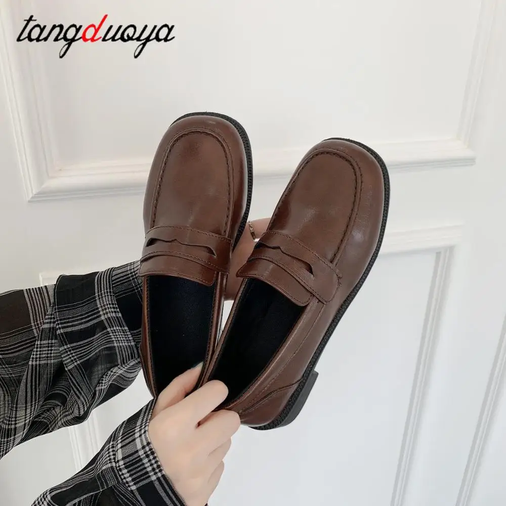 mary jane shoes loafers lolita shoes Japanese Student Shoes Girl Lolita Shoes JK Commuter Uniform Shoes Casual flat brown black