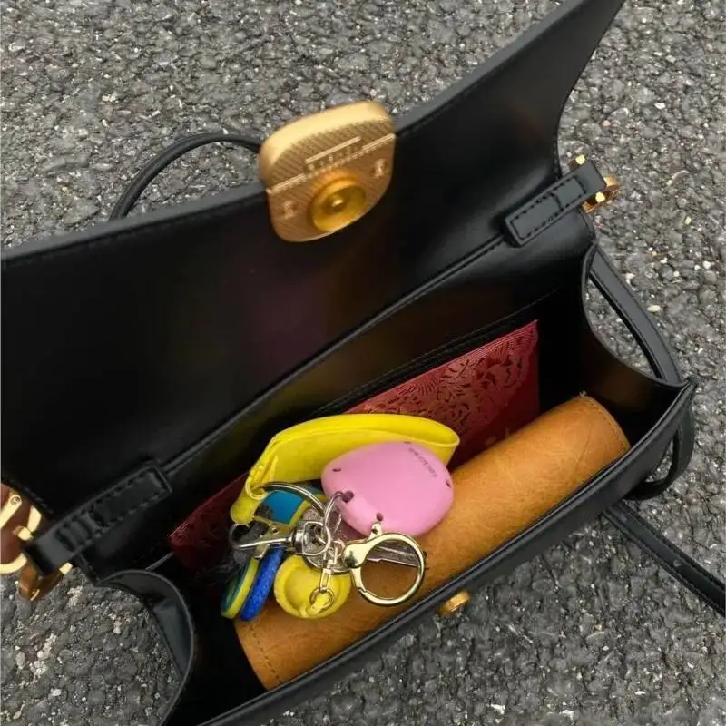 Bloom Retro Black Underarm Purses Women Hot Girls Pu Leather Shoulder Bags Handbag Female High Street Elegant Hand Bag New