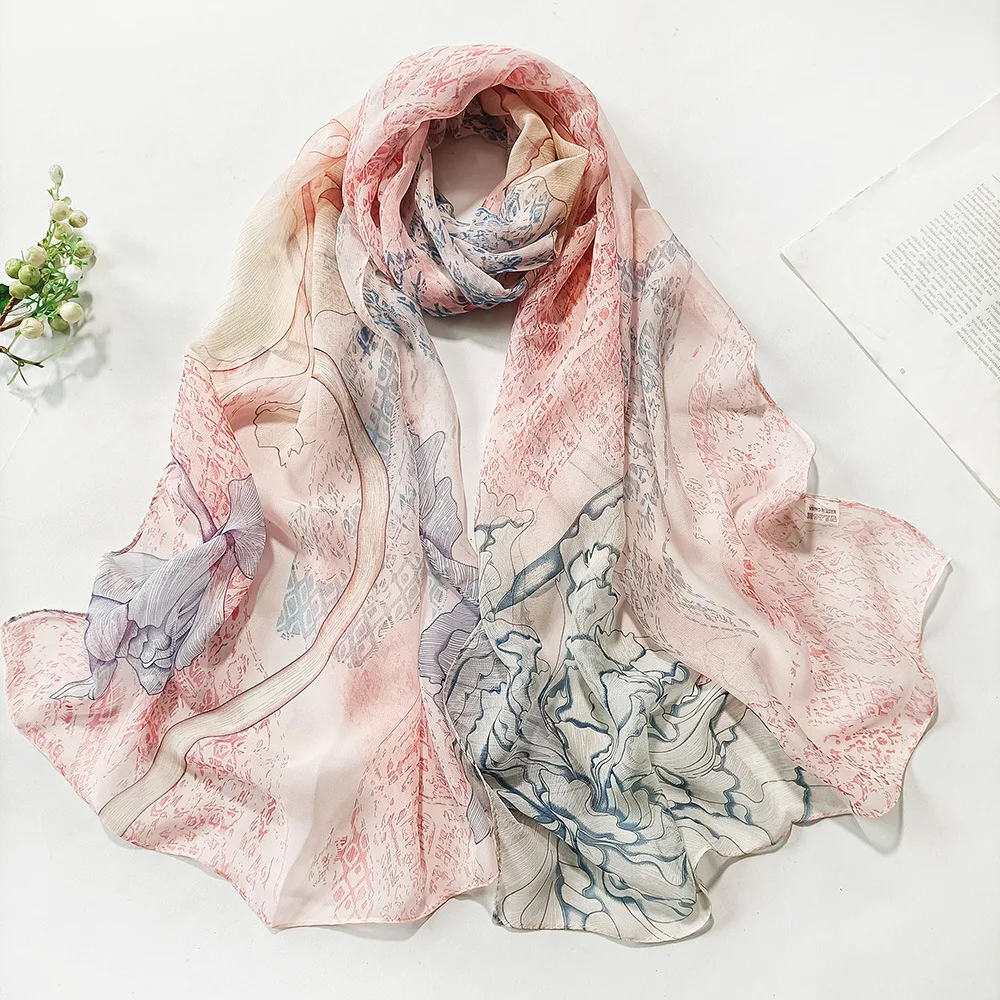 Phụ Nữ Foulard Hoa Văn Da Rắn Voan Georgette Dây Khăn Choàng Đi Biển Mùa Hè Du Lịch Chống Nắng Mỏng Thoáng Khí