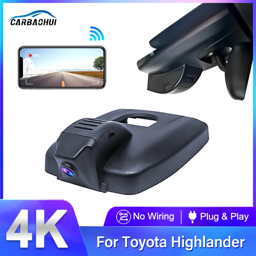 

For Toyota Highlander 3rd 4th Gen (XU50 XU70) 2022 2023 Front and Rear 4K Dash Cam for Car Camera Recorder Dashcam WIFI Car Dvr