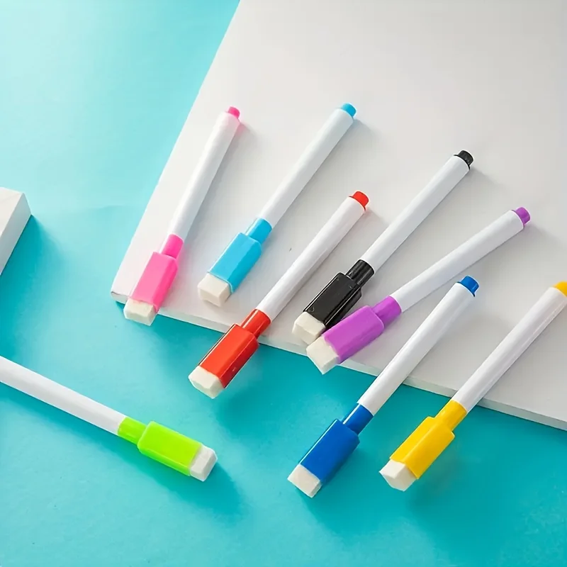 11Pcs Erasable Whiteboard Marker Set, Suitable for Various Office Whiteboards, with Random Color Combinations, 10 Pens + Whiteboard Eraser, Smooth Writing and Easy Erasing.