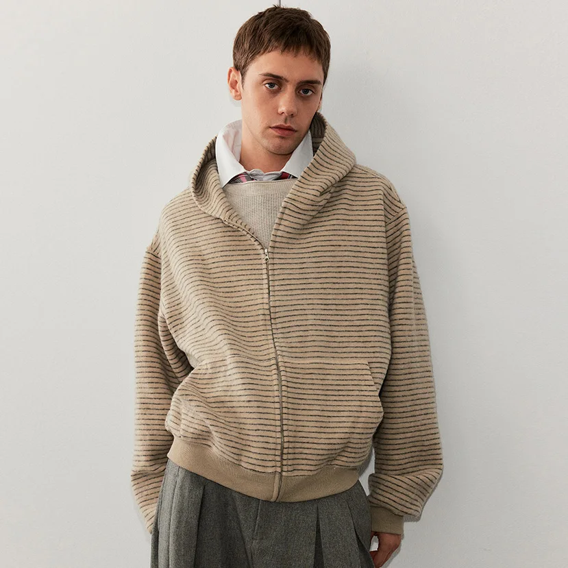 

Men Streetwear Hip Hop Stripe Hooded Short Sweatshirt Jacket Unisex Loose Casual Y2k Fashion Vintage Hoodie Coat Women Outerwear