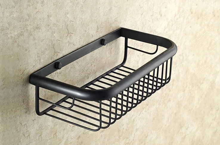 

30 cm Black Oil Rubbed Brass Bathroom Shower Basket Soap Sponge Shower Storage Basket Shelf Shampoo Holder Dba522