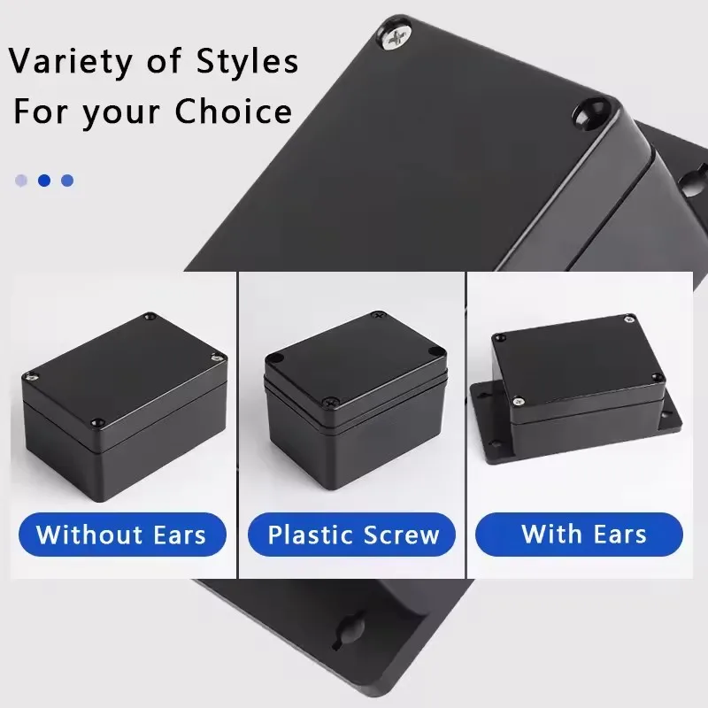Kunststoff-wasserdichte Box, ABS, flammhemmende, wasserdichte Anschlussdose für den Außenbereich, IP67, Gehäuse für elektrische Instrumente, Dichtungsbox, Schwarz