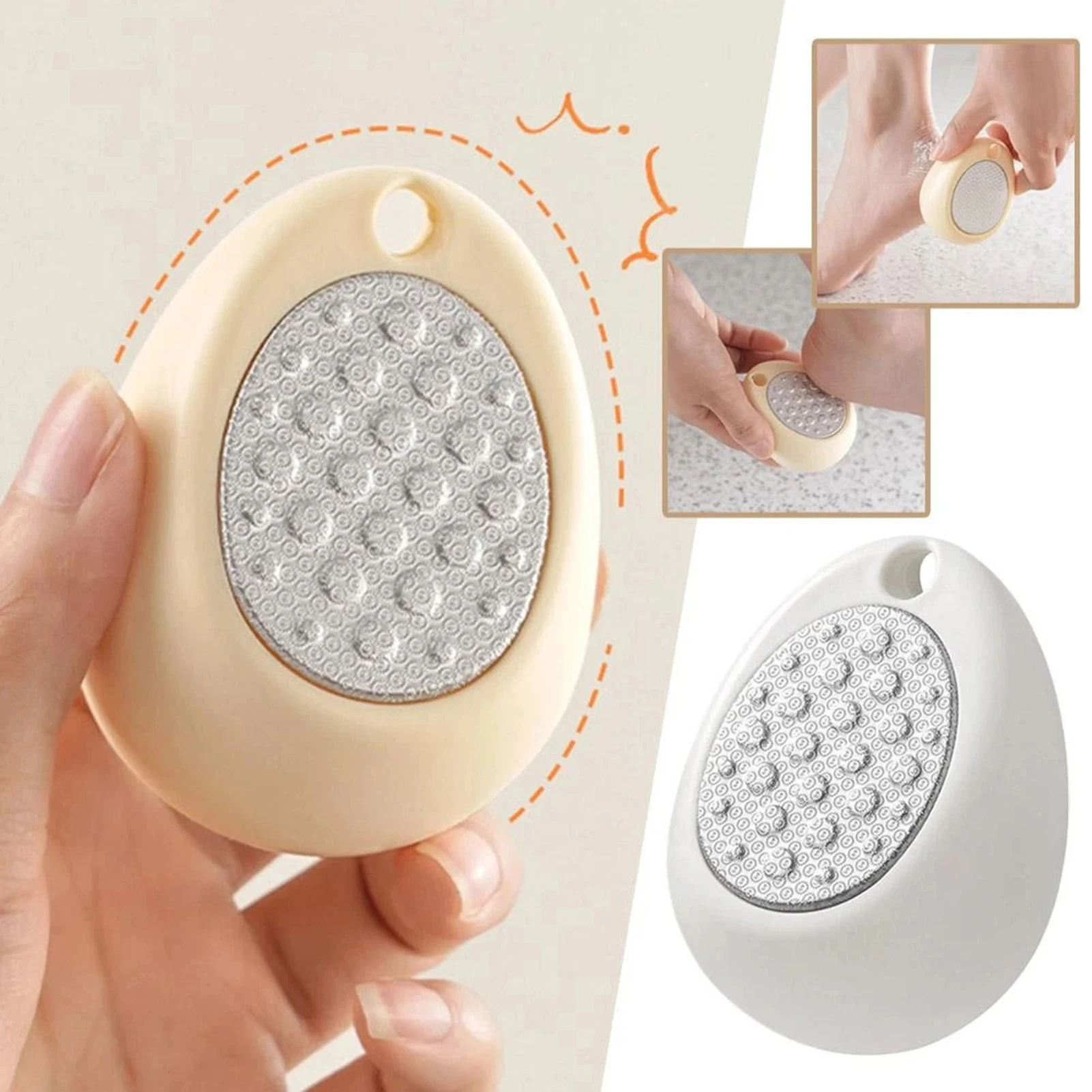 أداة باديكير مزيل مسامير القدم مزدوجة الجوانب مع مقبض مضاد للانزلاق للاستخدام الجاف والرطب والعناية بالقدم أثناء السفر باللون الأصفر والأبيض