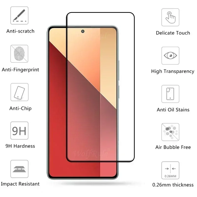 Protector de pantalla 6 en 1 para Xiaomi Redmi Note 13 Pro 4G, cristal de lente, 9H