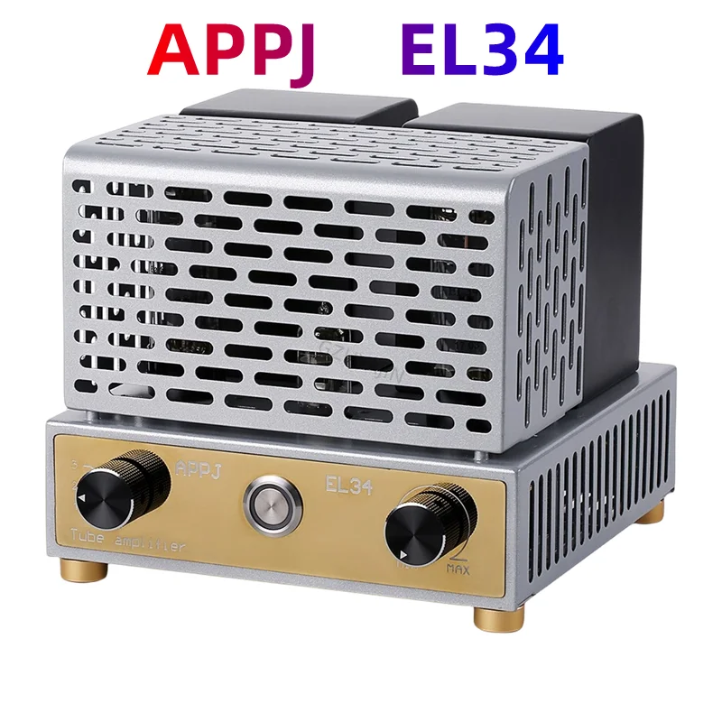 

Latest 12W*2 APPJ EL34 12AX7 Tube Amplifier Class A Single-ended Mini Tesktop Amplifier NOS 6N4x1、EH EL34x2，20-30KHZ