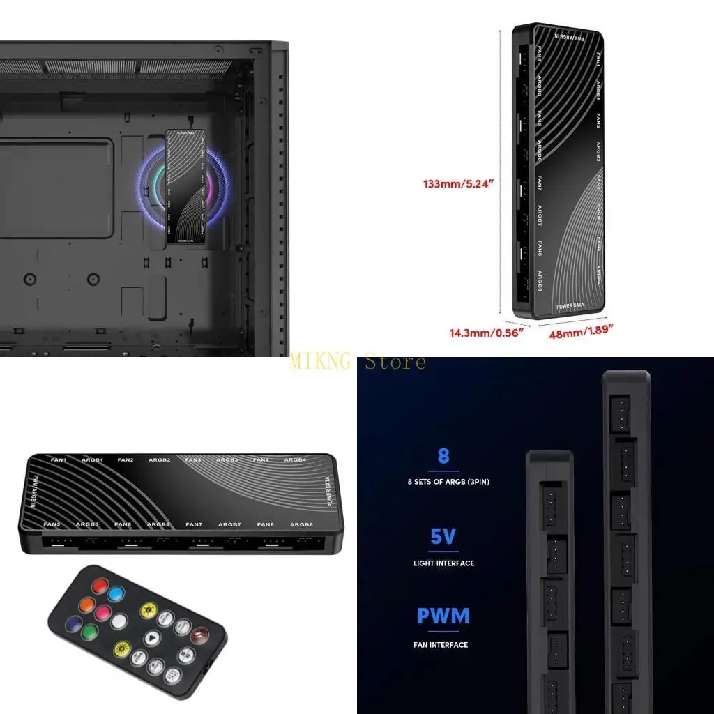

Разветвитель концентратора PWM и ARGB от 1 до 8, 4-контактный PWM, 3-контактный адресуемый адаптер ARGB Power, лучшая