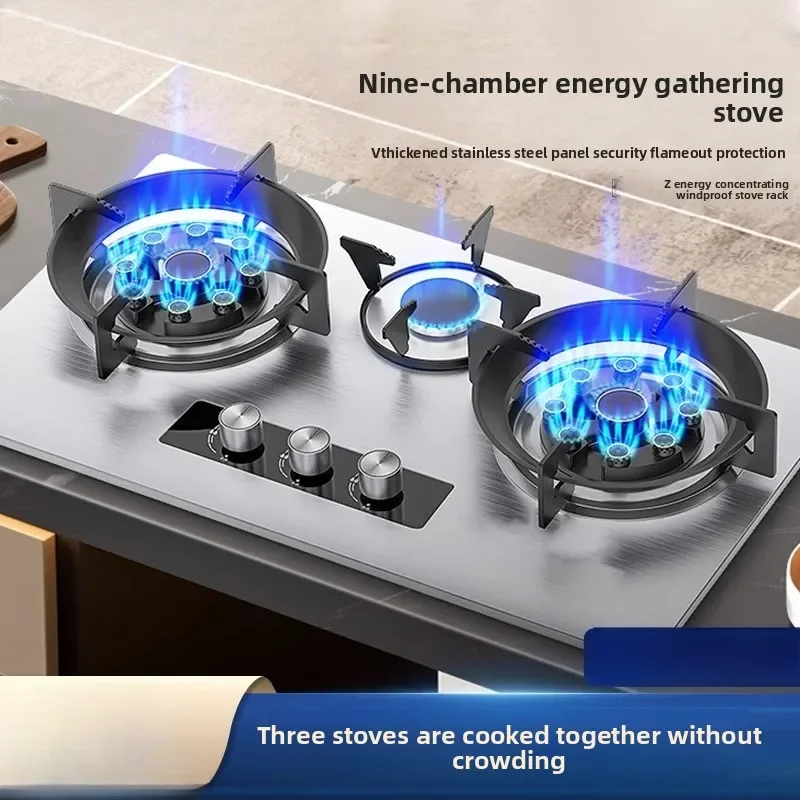 

Газовая плита с тремя конфорками, бытовая газовая плита на природном газе, двойная встраиваемая трехконечная плита, плита на сжиженном газе