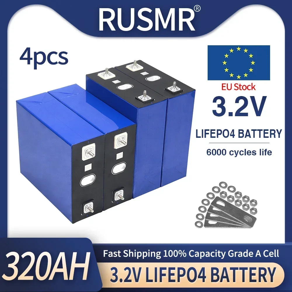 New 4pcs 3.2V 350Ah 150Ah 100Ah LiFePO4 Lithium Iron Phosphate Battery Can be Combined into 12V 24V 36V 48V Rechargeable Battery